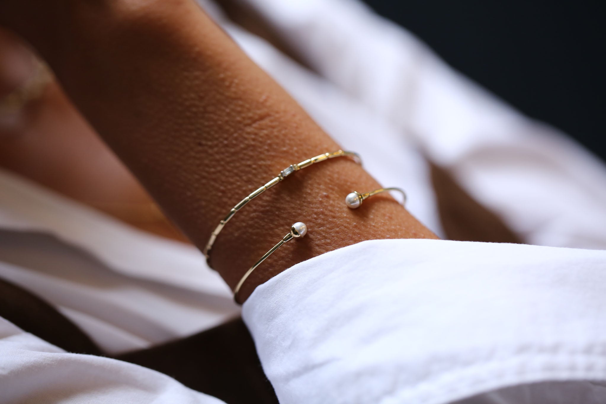 No Stress Pearl Bangle