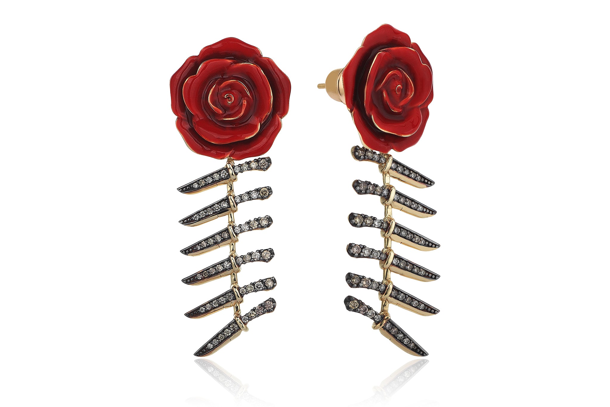 Bıçak ve Gül Earrings
