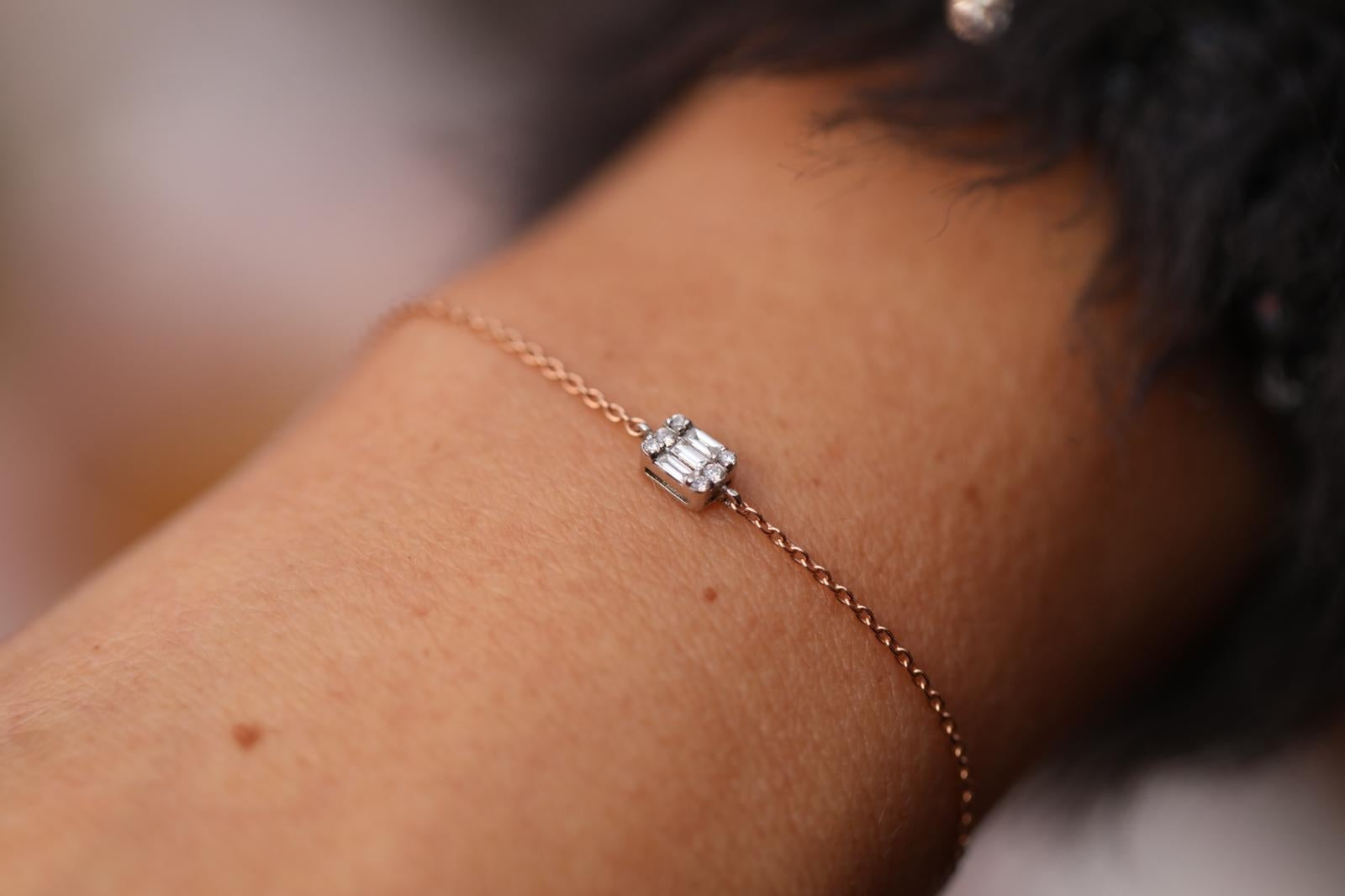 Baget Pırlanta Zincir Bilezik