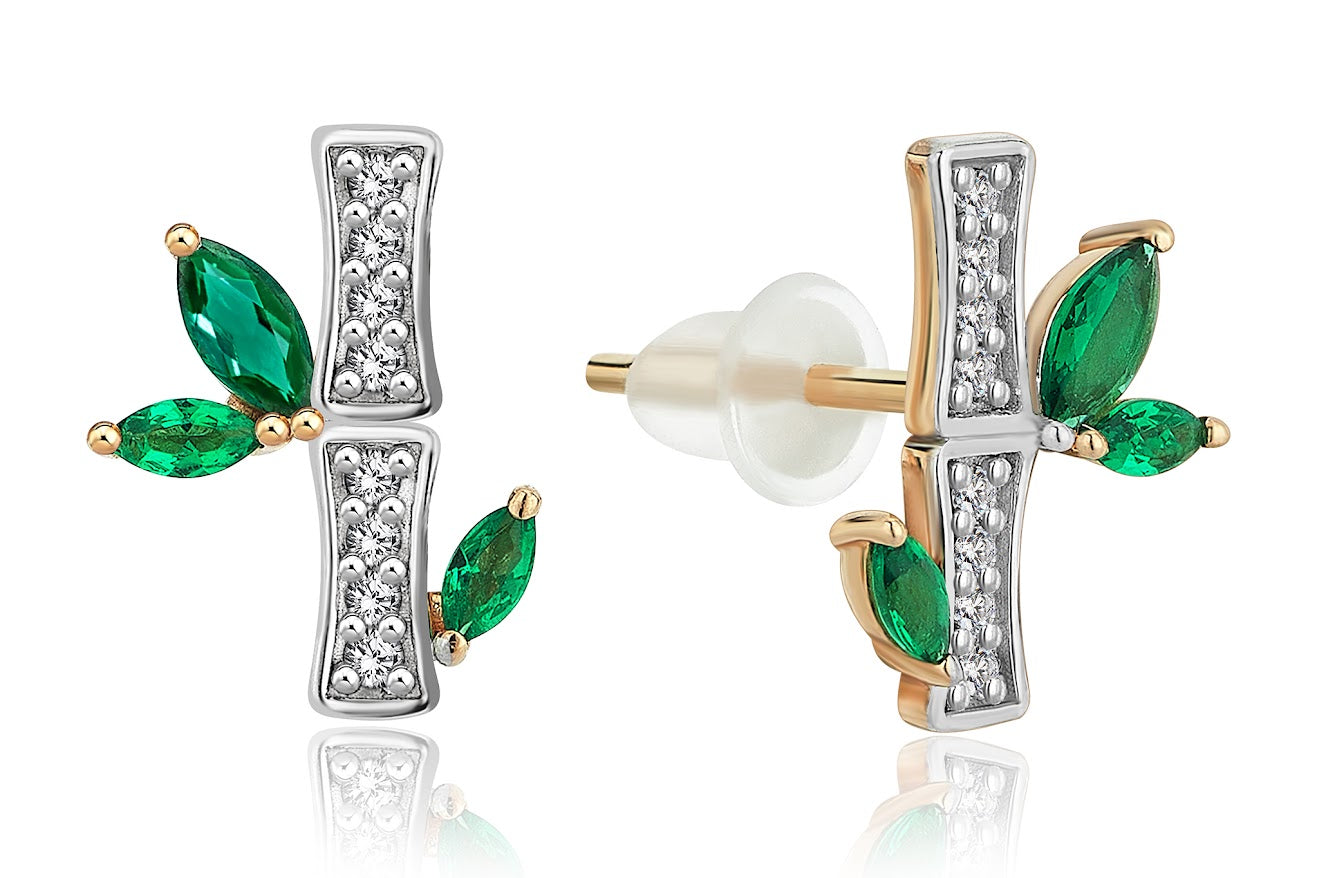 Large Green Bamboo Earrings