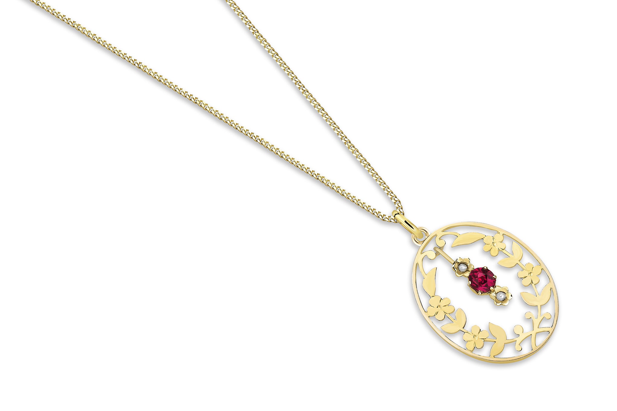 Ruby Floral Garland Necklace