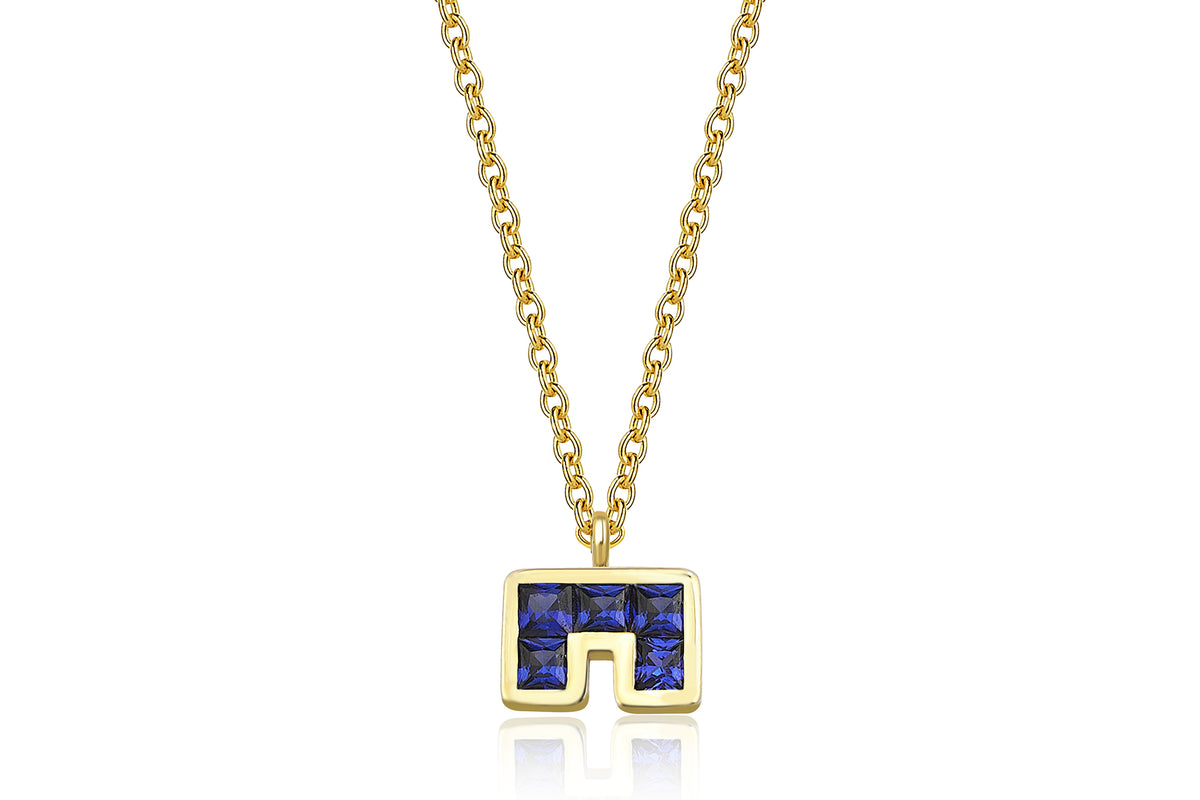 Arch Tetris Blue Necklace