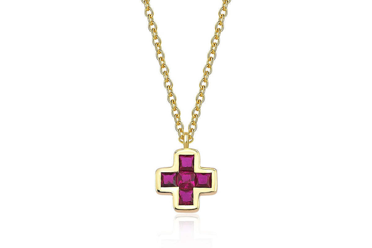 Cross Tetris Pink Necklace