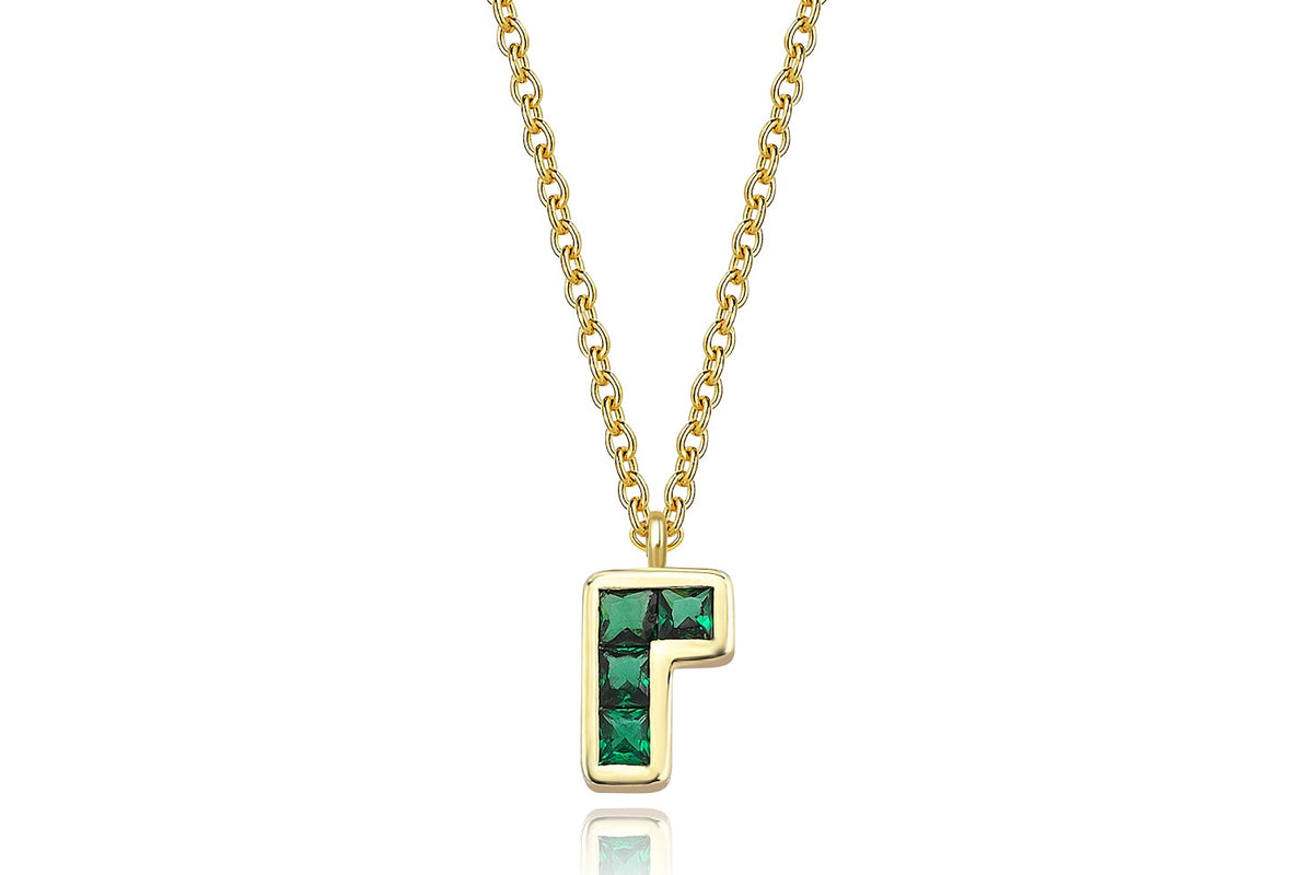 Corner Tetris Green Necklace