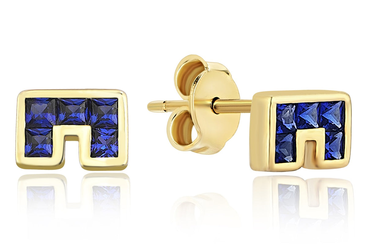 Arch Tetris Blue Earring