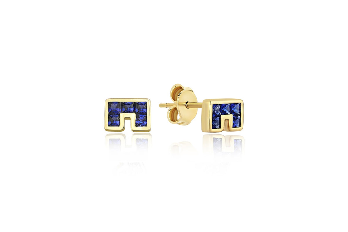 Arch Tetris Blue Earrings