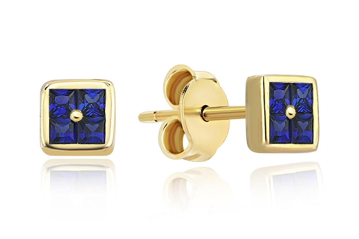 Mini Block Blue Earrings