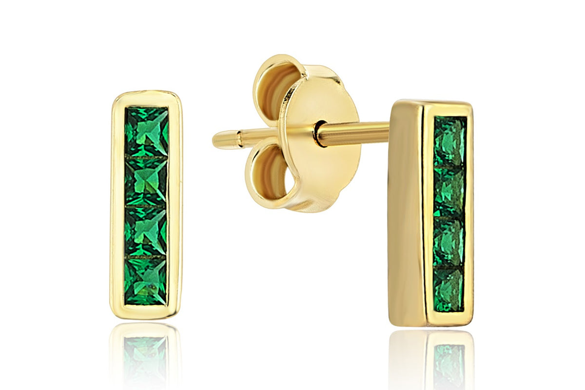 Line Tetris Green Earrings