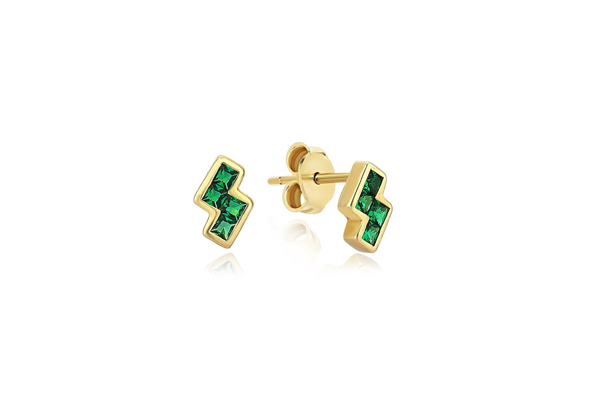 Zigzag Tetris Green Earrings