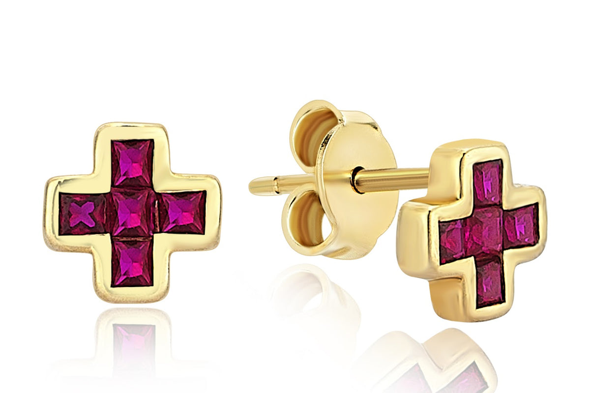 Cross Tetris Pink Earrings