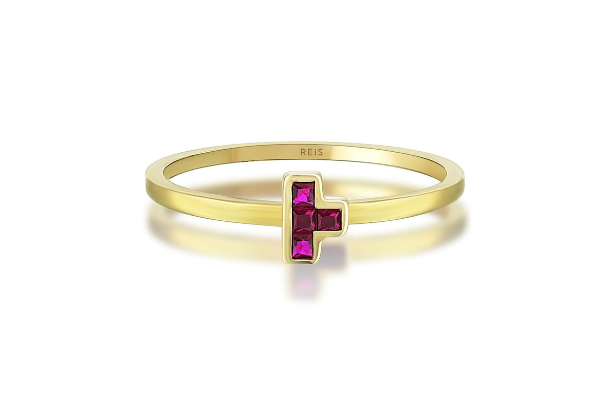 T Block Tetris Pink Ring