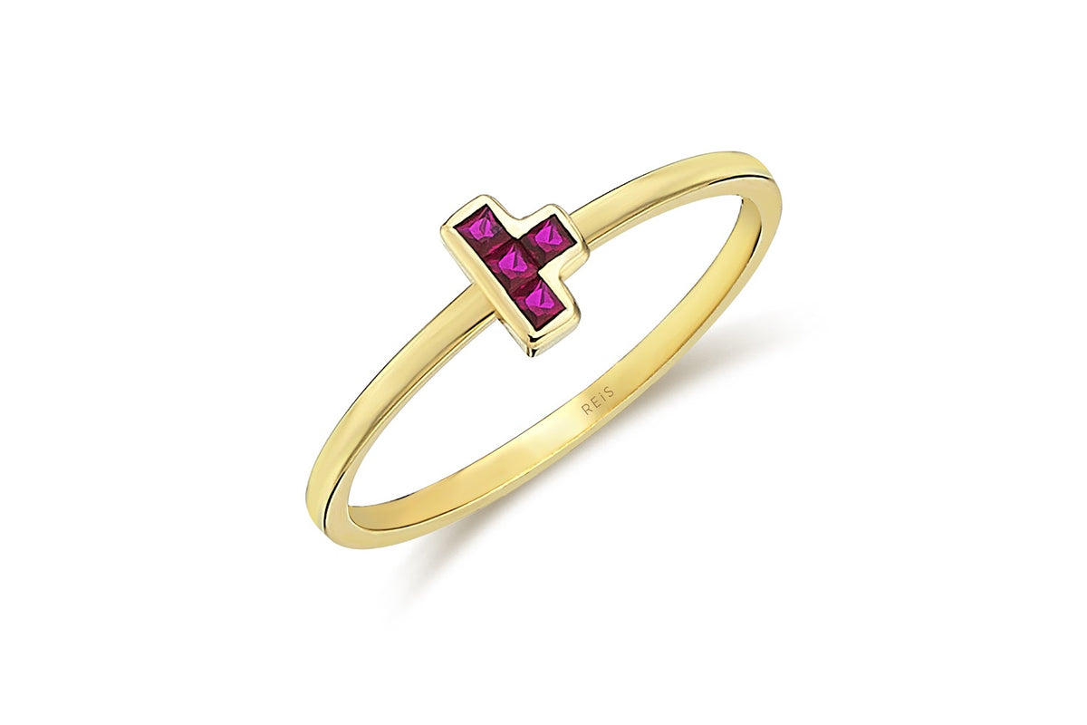 T Block Tetris Pink Ring