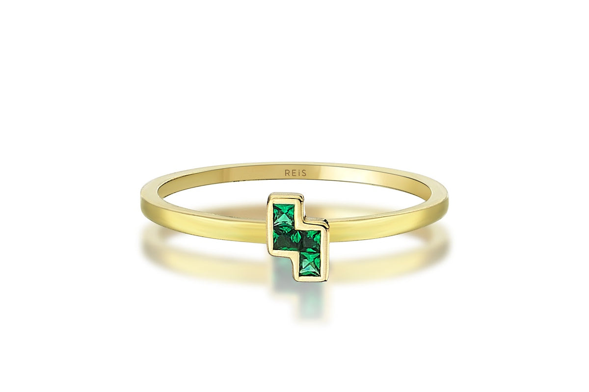 Zigzag Tetris Green Ring