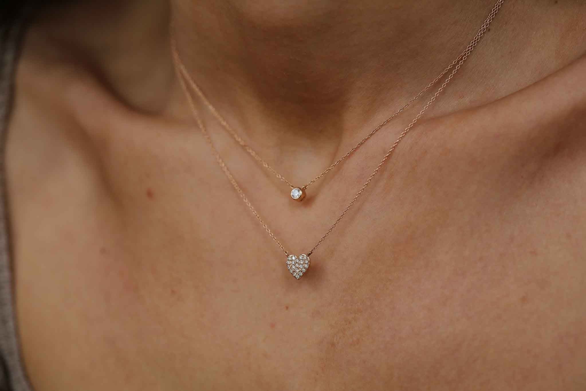 Mini Tek Taş Pırlanta Kolye