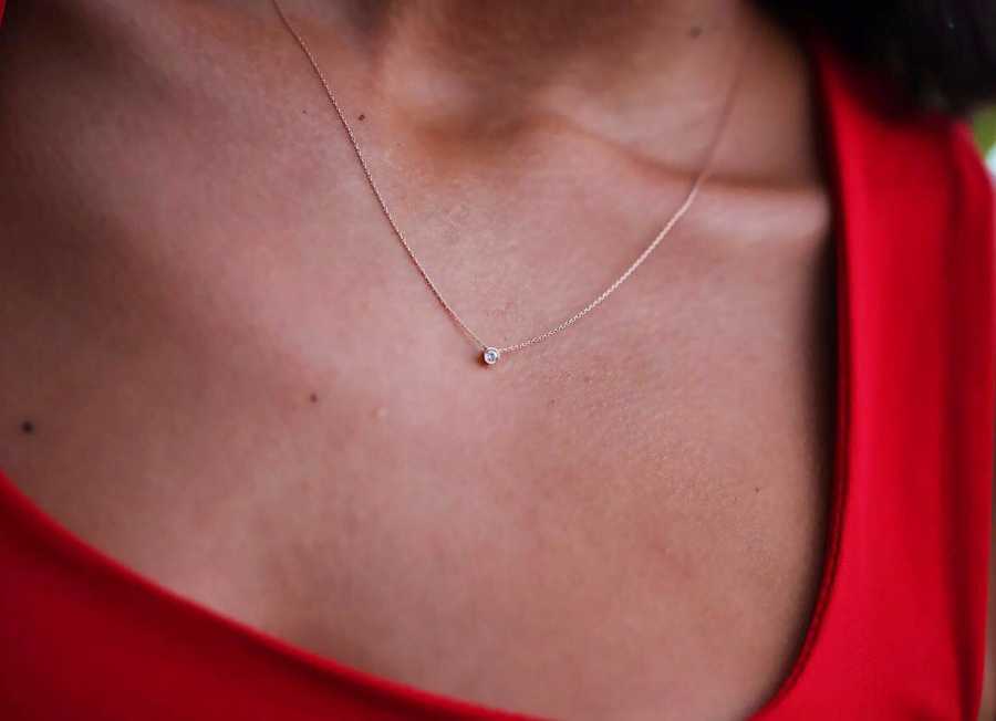 Mini Tek Taş Pırlanta Kolye