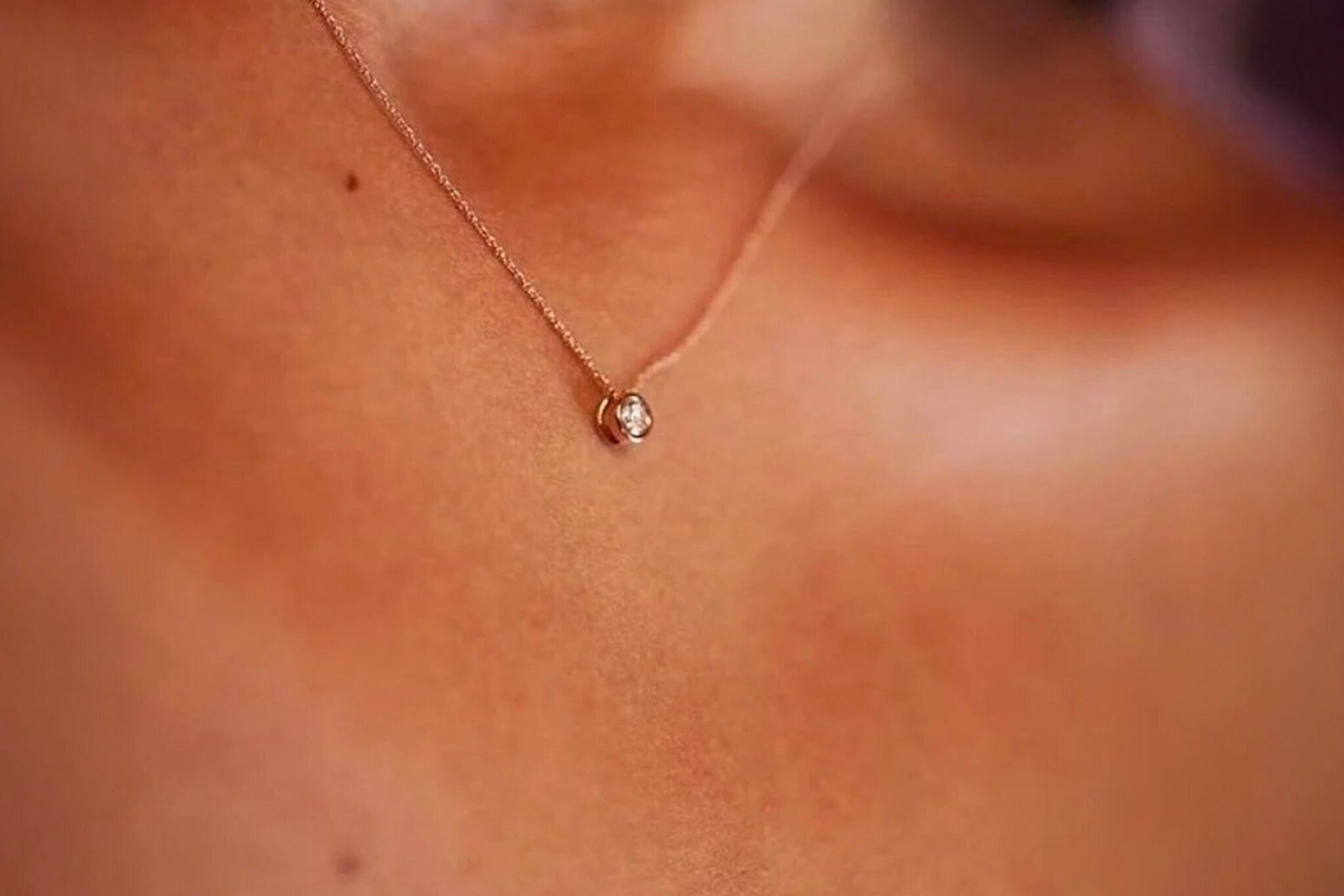 Tek Taş 0.15 Karat Pırlanta Kolye