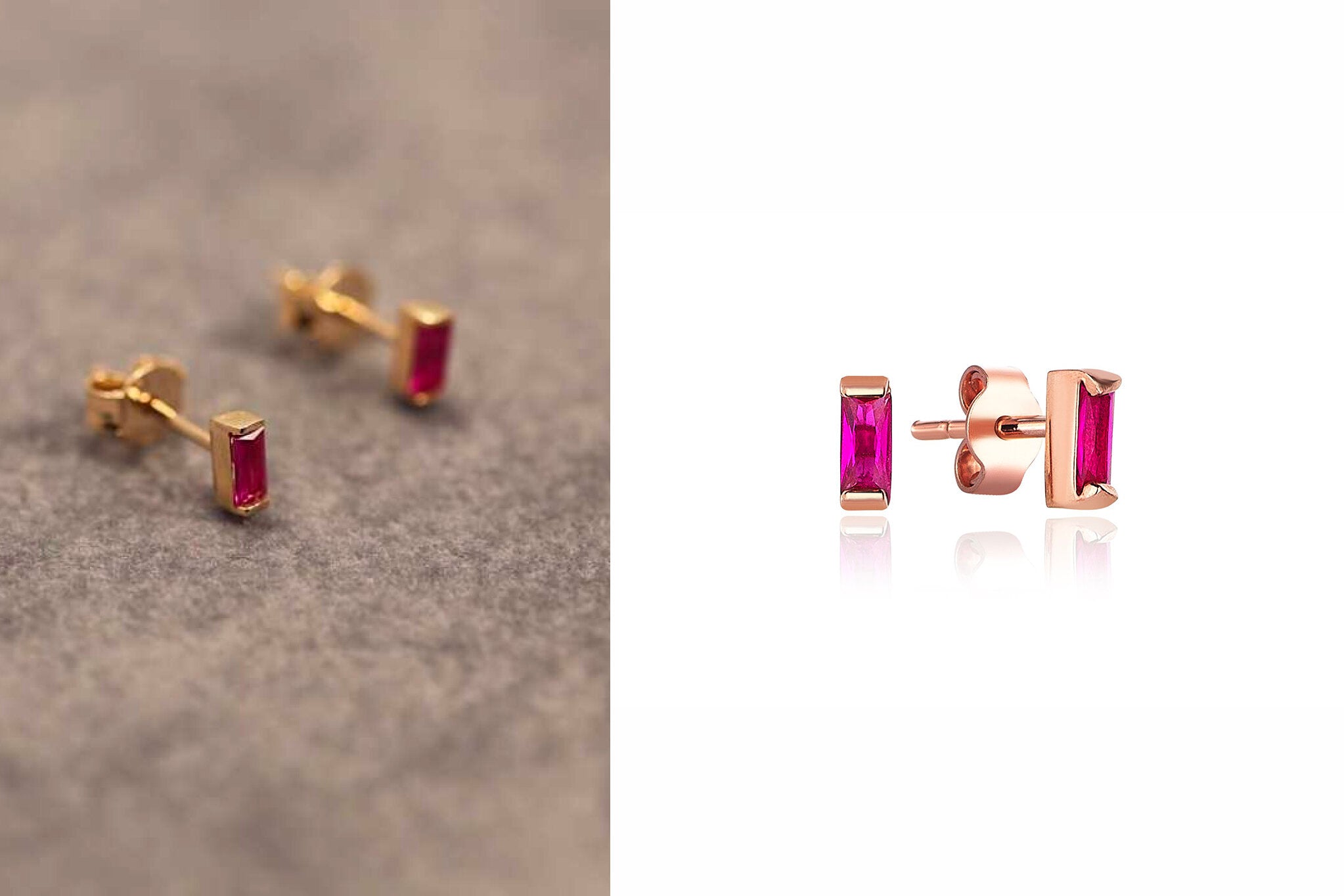 Yakut Taşlı Baget Küpe