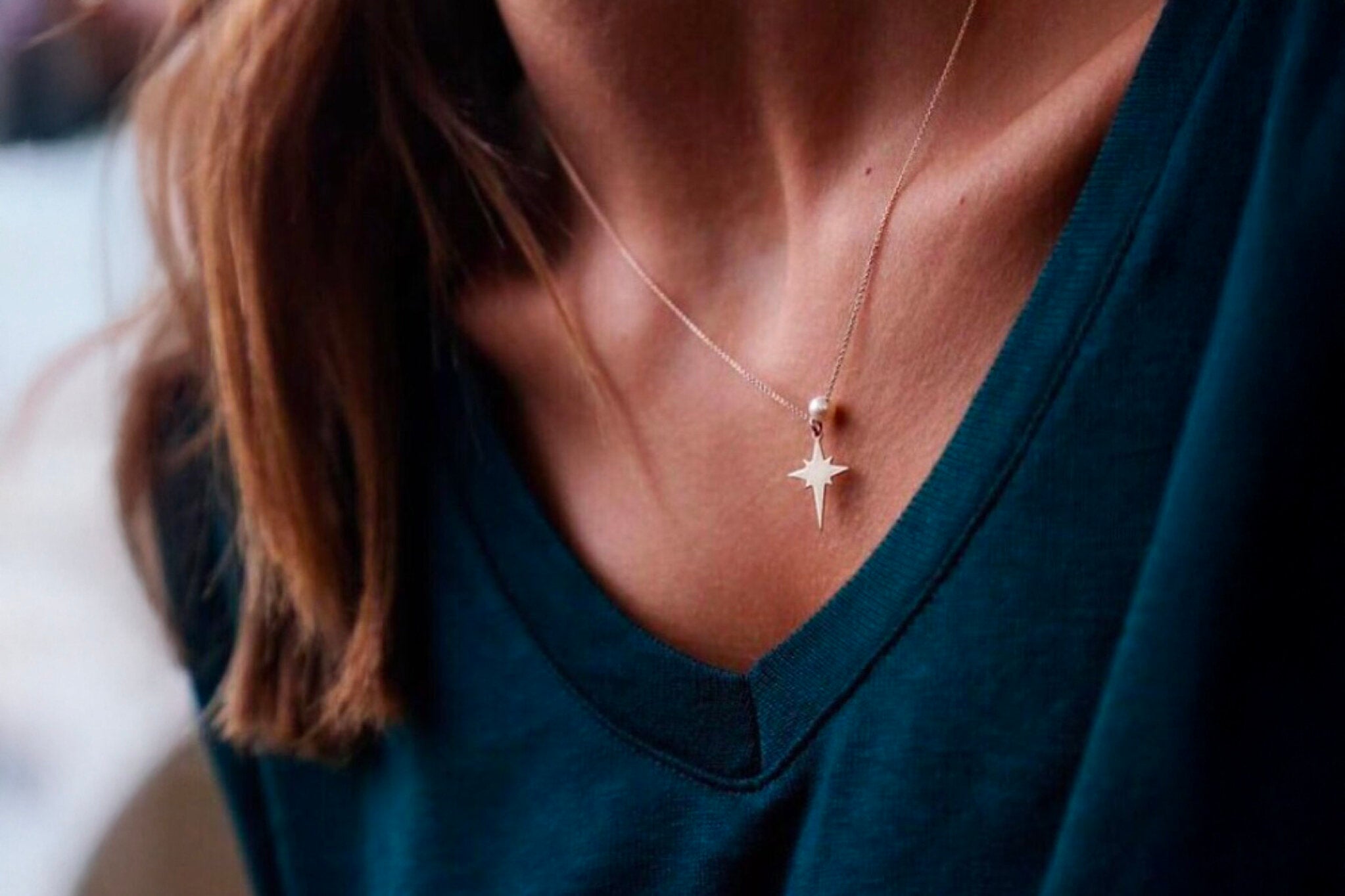 Kutup Yıldızı Kolye İnci Taşlı