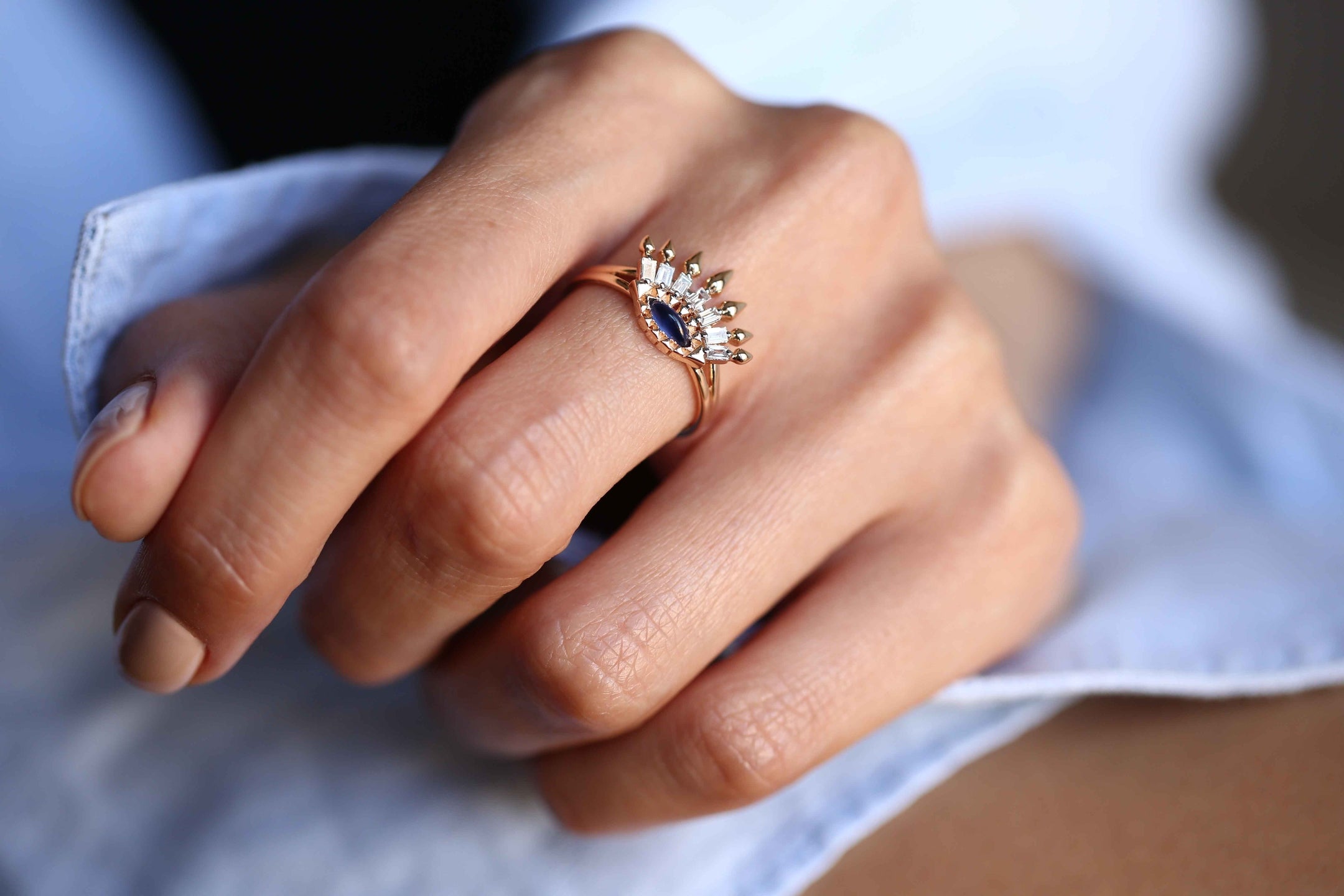 Mavi İstiridye Bar Yüzük