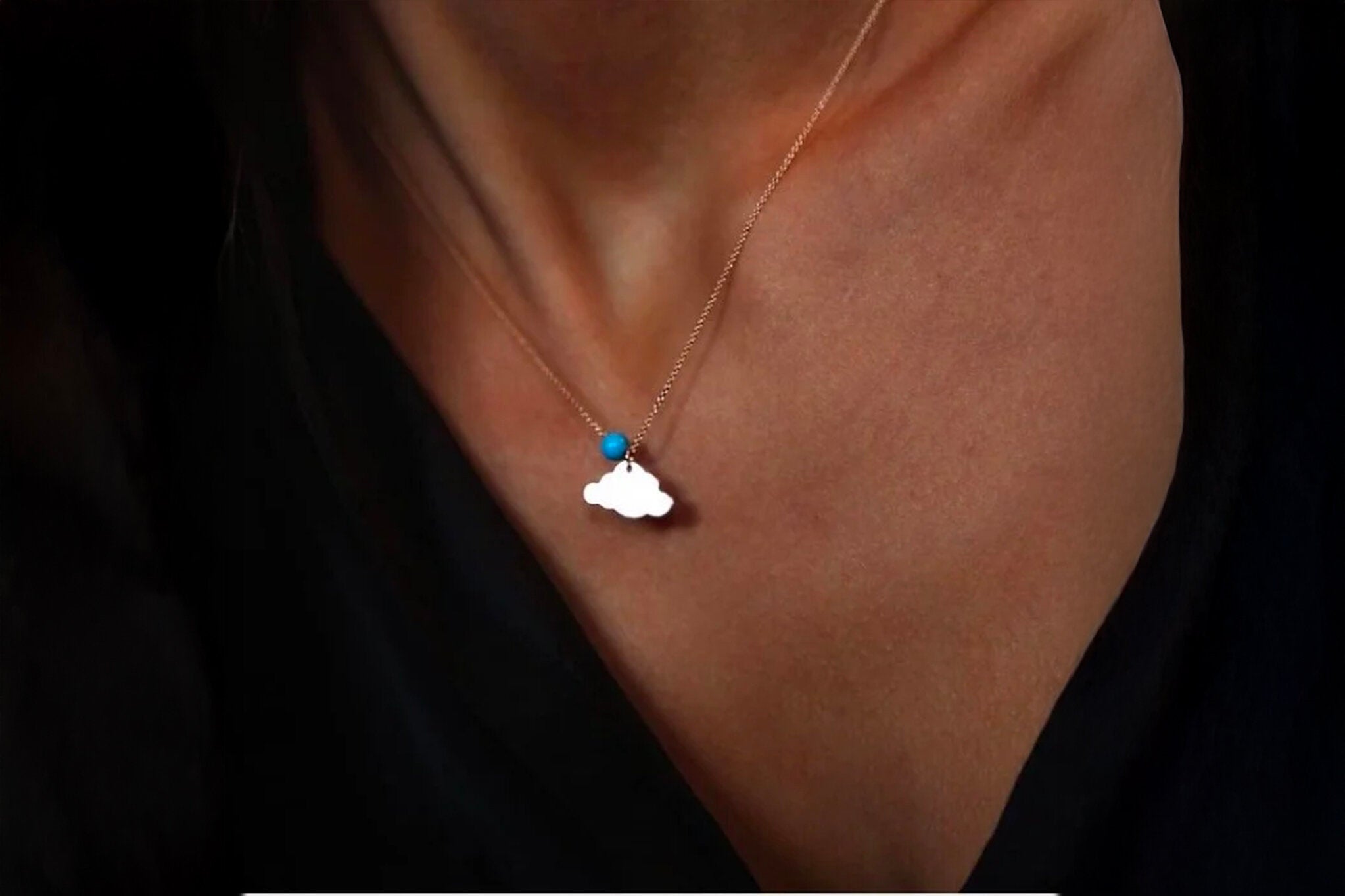 Firuze Taşlı Bulut Kolye