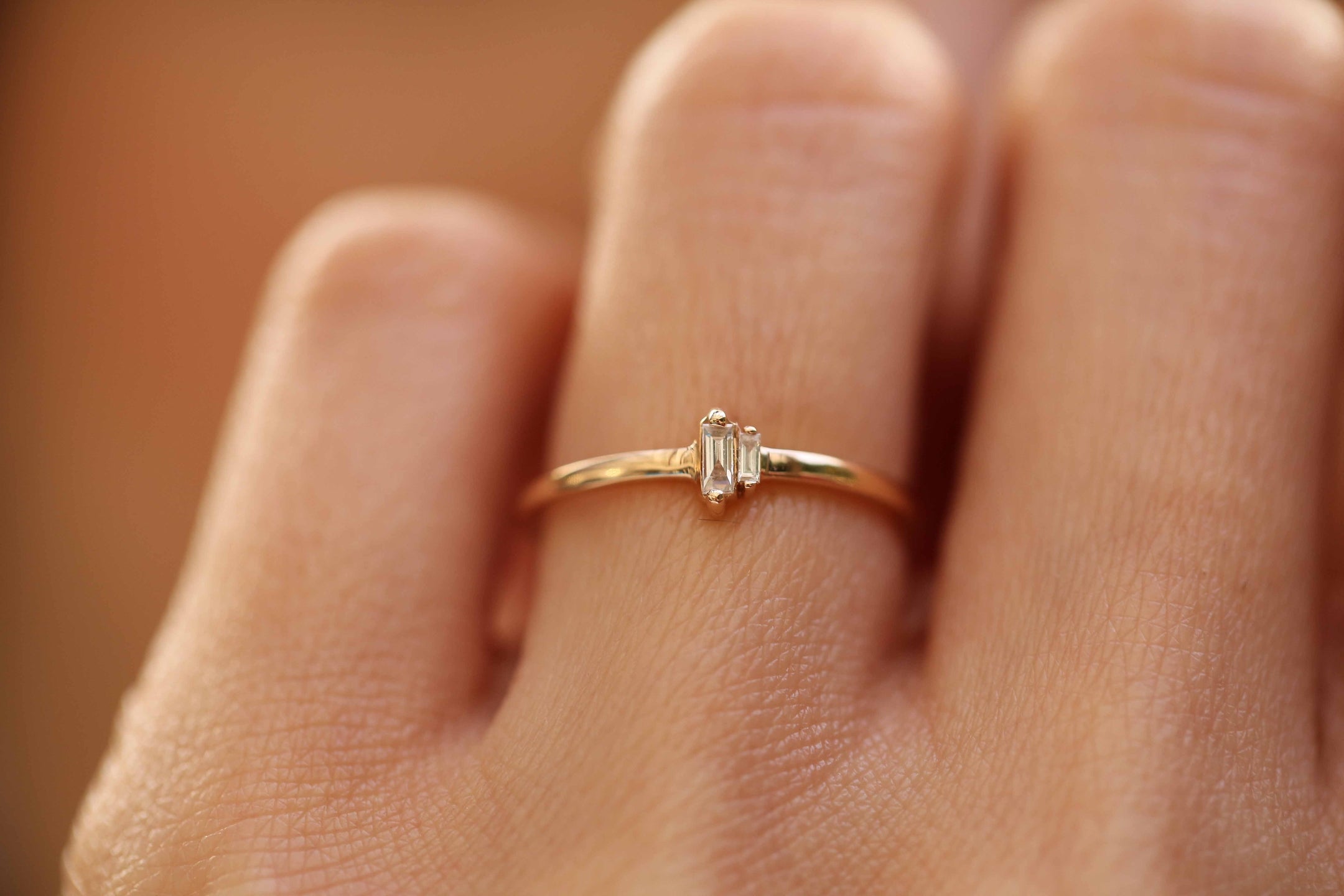 Mini Çift Baget Pırlanta Yüzük